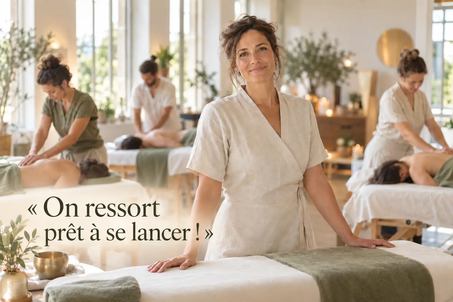 stagiaire en reconversion lors d'une formation massage bien etre dubarry academy